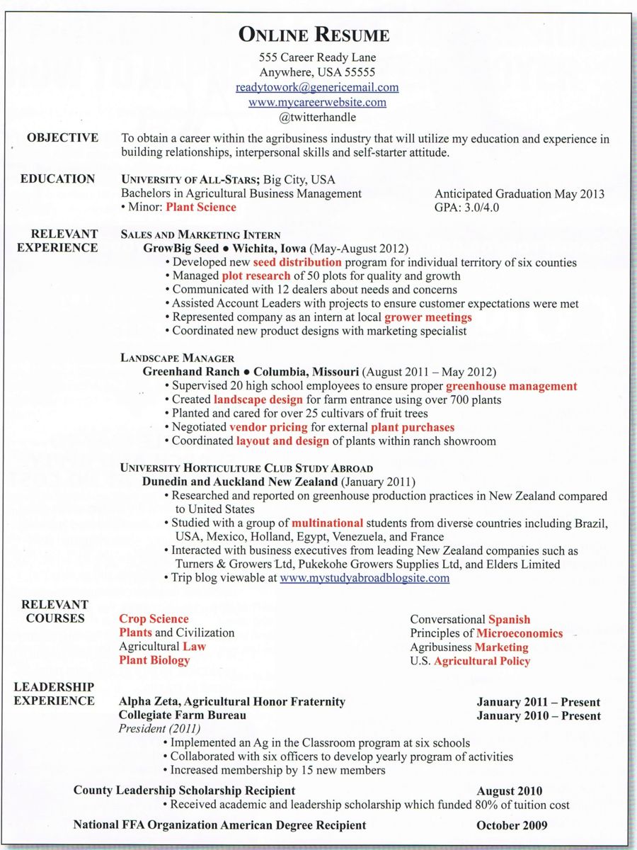 Developing a Great Online Resume AgCareers.com Developing a Great Online Resume AgCareers.com